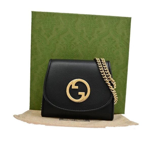 GUCCI GG Blondie Mini Crossbody Chain Wallet Shoulder Bag Leather BK GHW - Picture 1 of 16